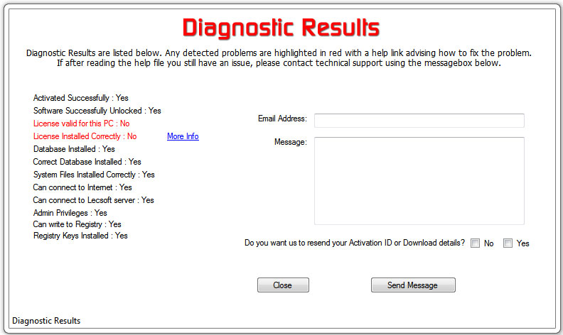 Lecsoft Diagnostic Results